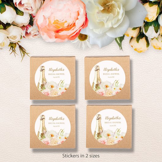 Bruiloftsbrunch & bubbels Bruidsjurk Bruiloft Ronde Sticker