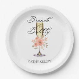 Bruiloftsbrunch en Bruisende Bruid 9" Rond  Papieren Bordje