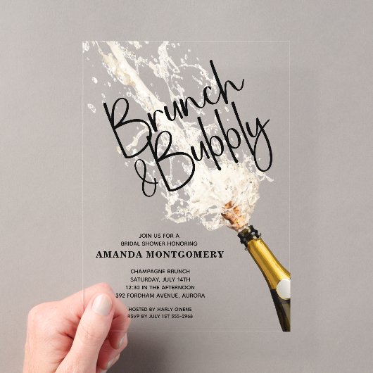 Bruiloftsbrunch en bubbels bruidsuitnodiging acryl uitnodigingen (Insitu (Draagbaar))