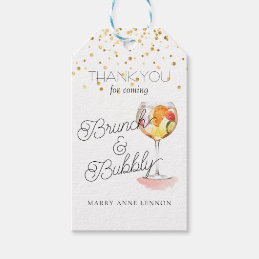 Bruiloftsbrunch en bubbels geschenklabels cadeaulabel (Voorkant)