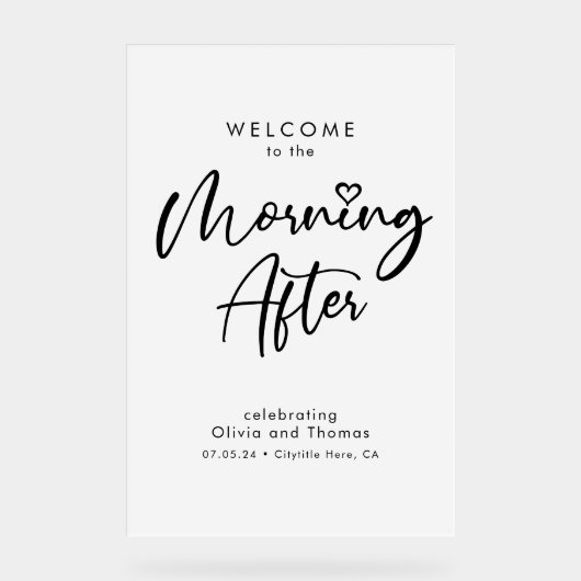 Bruiloftsbrunch in de ochtend na welkomstbord acryl bord (Voorkant)