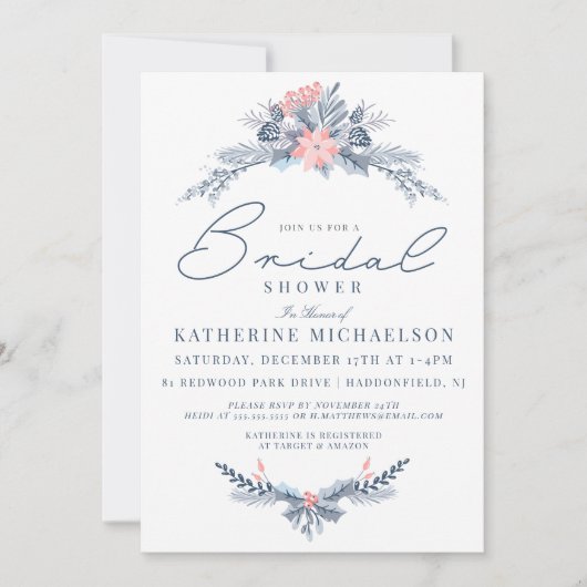 BRUILOFTSBRUNCH | Kerst Pastel Poinsettia Bloemstu Kaart (Voorkant)