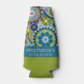 Bruiloftsbrunch met bloemen in Teal en Groen Retro Flesjeskoeler (Voorkant)