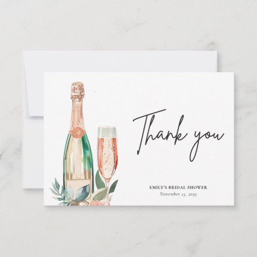 Bruiloftsbrunch met bubbels bedankkaart (Voorkant)