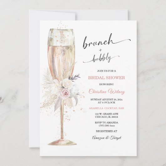 Bruiloftsbrunch met bubbels bruidsshower kaart (Voorkant)