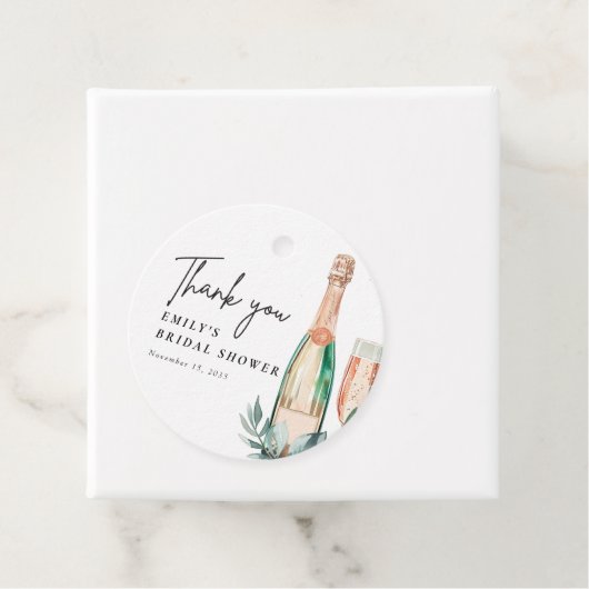 Bruiloftsbrunch met bubbels Elegante bruidsdouche Bedankjes Labels (In situ)