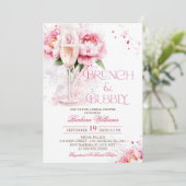 Bruiloftsbrunch met bubbels en bloemen kaart (Staand voorkant)