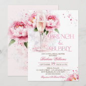Bruiloftsbrunch met bubbels en bloemen kaart (Voorkant / Achterkant)