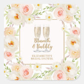 Bruiloftsbrunch met bubbels in de tuin Bloemige br Vierkante Sticker (Voorkant)