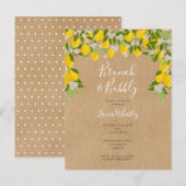 Bruiloftsbrunch met bubbels Rustieke citroenen bru Aankondigingskaart (Voorkant / Achterkant)