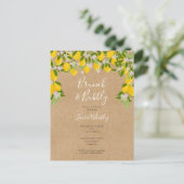 Bruiloftsbrunch met bubbels Rustieke citroenen bru Aankondigingskaart (Staand voorkant)