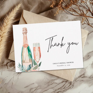 Bruiloftsbrunch met bubbels voor de bruid bedankkaart