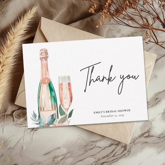 Bruiloftsbrunch met bubbels voor de bruid bedankkaart