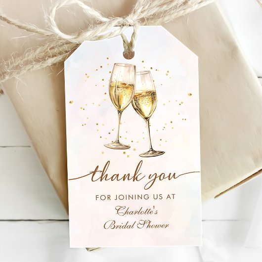 Bruiloftsbrunch met champagne bruidssalon cadeaulabel