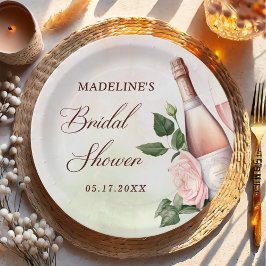 Bruiloftsbrunch met champagne bruidssalon papieren bordje