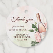 Bruiloftsbrunch met champagne en bruisende bubbels bedankjes labels (Achterkant)