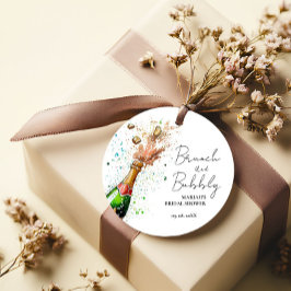 Bruiloftsbrunch met champagne en bubbels bedankjes labels