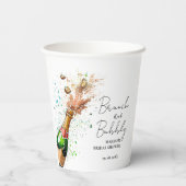 Bruiloftsbrunch met champagne en bubbels  papieren bekers (Achterkant)