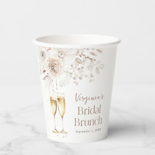 Bruiloftsbrunch met champagne papieren bekers (Voorkant)
