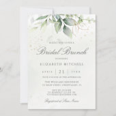 Bruiloftsbrunch met eucalyptusgroen en gouden blad kaart (Voorkant)