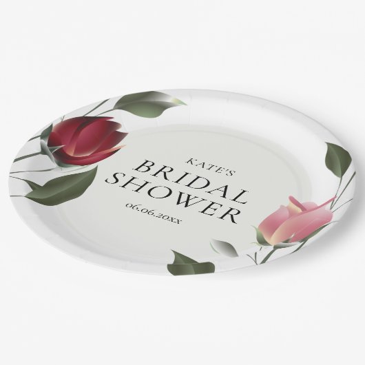 Bruiloftsbrunch met Moderne Rozen Papieren Bordje (Gekanteld)