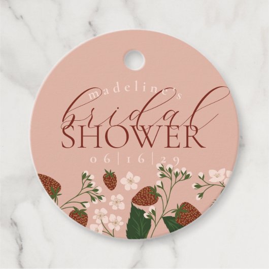 Bruiloftsbrunch met zomer aardbeien bedankjes labels (Voorkant)