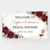 Bruiloftsbubbels bordeaux wijn roze bruidsfeest  spandoek (Horizontaal)