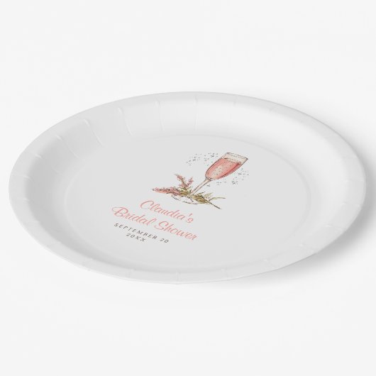 Bruiloftsbubbels Bruiloftsontbijt Perzik Abrikoos Papieren Bordje (Gekanteld)