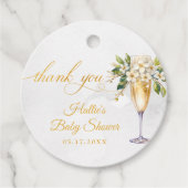 Bruiloftsdiner en bubbelende champagne bruidsuitno bedankjes labels (Voorkant)