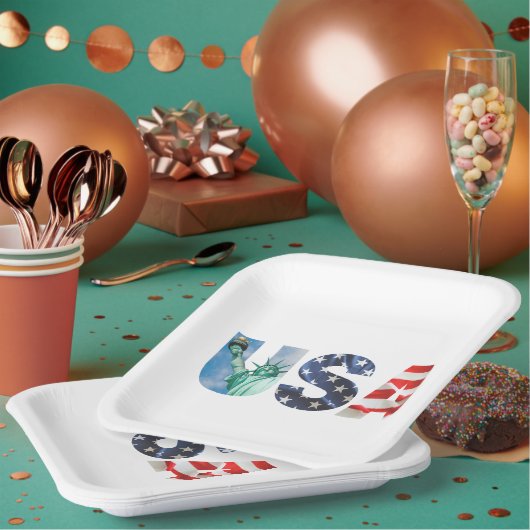 Bruiloftsdiner en bubbels bruidsbruiloft VS-vlag 9 Papieren Bordje (Multi)