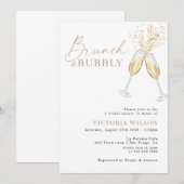 Bruiloftsdiner en bubbels bruidsuitnodiging kaart (Voorkant / Achterkant)