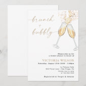 Bruiloftsdiner en bubbels bruidsuitnodiging kaart (Voorkant / Achterkant)
