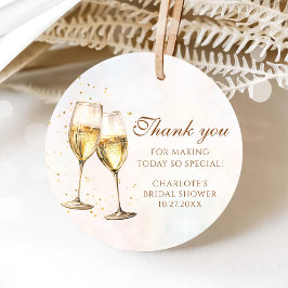 Bruiloftsdiner en champagne bruidsdouche bedankjes labels