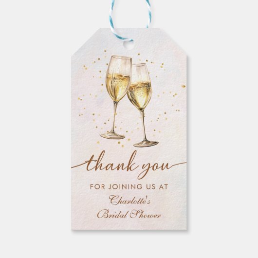 Bruiloftsdiner en Mousserende Champagne Bruidsfees Cadeaulabel (Achterkant)