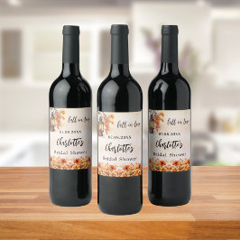 Bruiloftsdiner herfst oranje bloemen bladeren wijn etiket