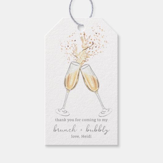 Bruiloftsdiner met champagne proosten cadeaulabel (Voorkant)