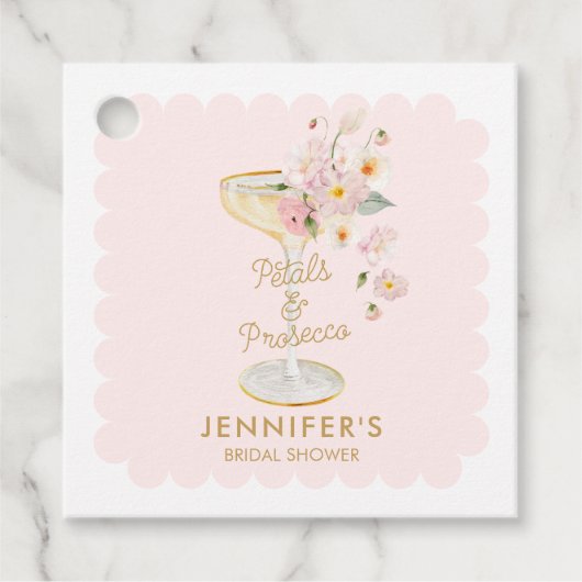 Bruiloftsdiner Petals and Prosecco bedankjes Labels (Voorkant)