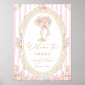 Bruiloftsdiner Petals and Prosecco Welkom Poster (Voorkant)