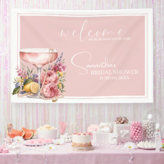 Bruiloftsdiner Petals, Pearls & Prosecco Welkom Spandoek