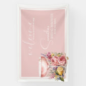 Bruiloftsdiner Petals, Pearls & Prosecco Welkom Spandoek (Verticaal)