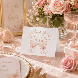 Bruiloftsdiner Petals & Prosecco Bedankkaart