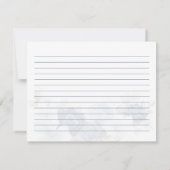 Bruiloftsdiner Stofblauw Bloem Recept Notitiekaartje (Achterkant)