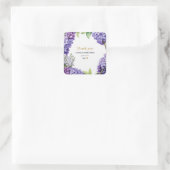 Bruiloftsdouche blauwe Hydrangea Dank je Vierkante Sticker (Tas)