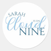 Bruiloftsdouche cloud nine eenvoudig script ronde sticker (Voorkant)