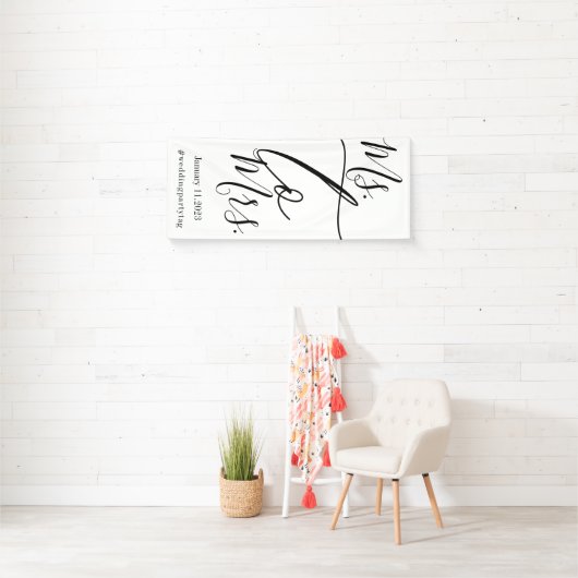 Bruiloftsdouche eenvoudig script groot spandoek (Insitu)