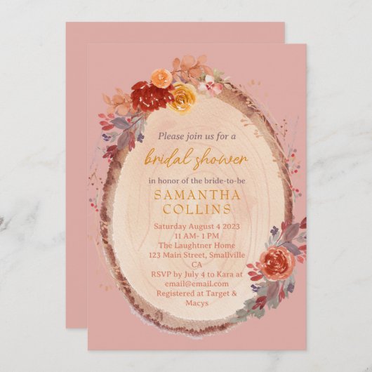 Bruiloftsdouche in rustieke herfststijl kaart (Voorkant / Achterkant)