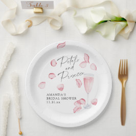 Bruiloftsdouche met Bloemen en Prosecco Papieren Bordje