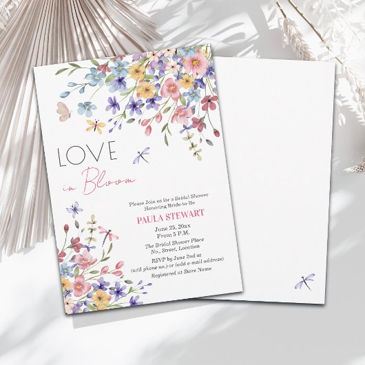 Bruiloftsdouche met 'Love in Bloom' Libellen Kaart