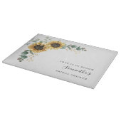 Bruiloftsdouche met zonnebloem en eucalyptus bloem snijplank (Hoek)