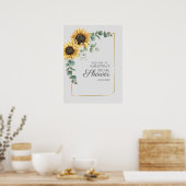 Bruiloftsdouche met zonnebloem en eucalyptusblad i poster (Keuken)